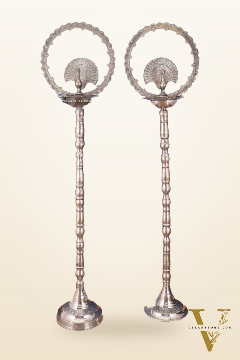 Brass Mayur Inauguration Lamp – Large (Pair) 54"