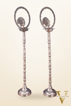 Brass Mayur Inauguration Lamp – Large (Pair) 54"