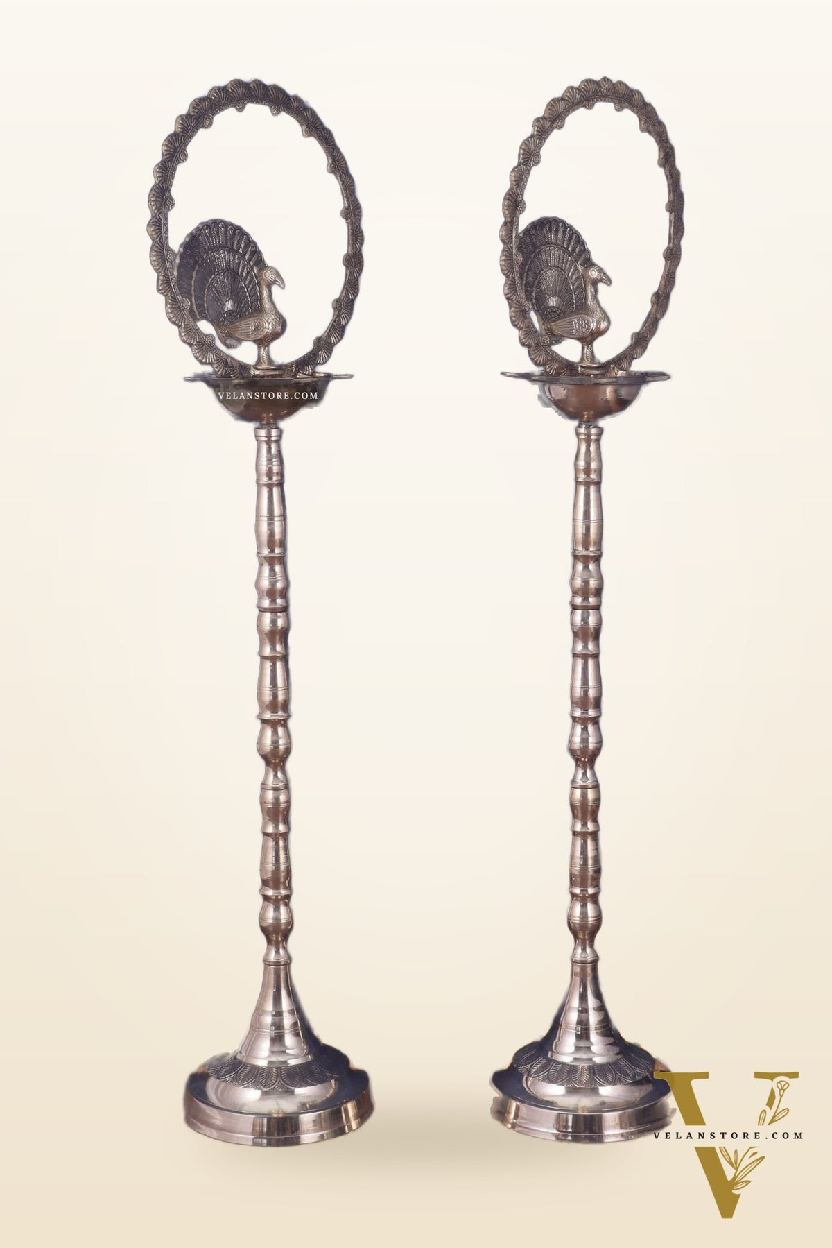 Brass Mayur Inauguration Lamp – Large (Pair) 54"
