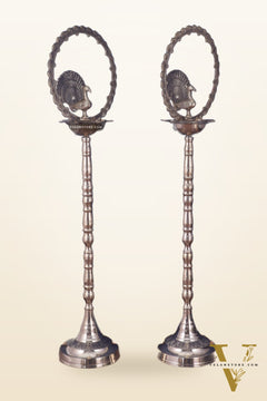 Brass Mayur Inauguration Lamp – Large (Pair) 54"