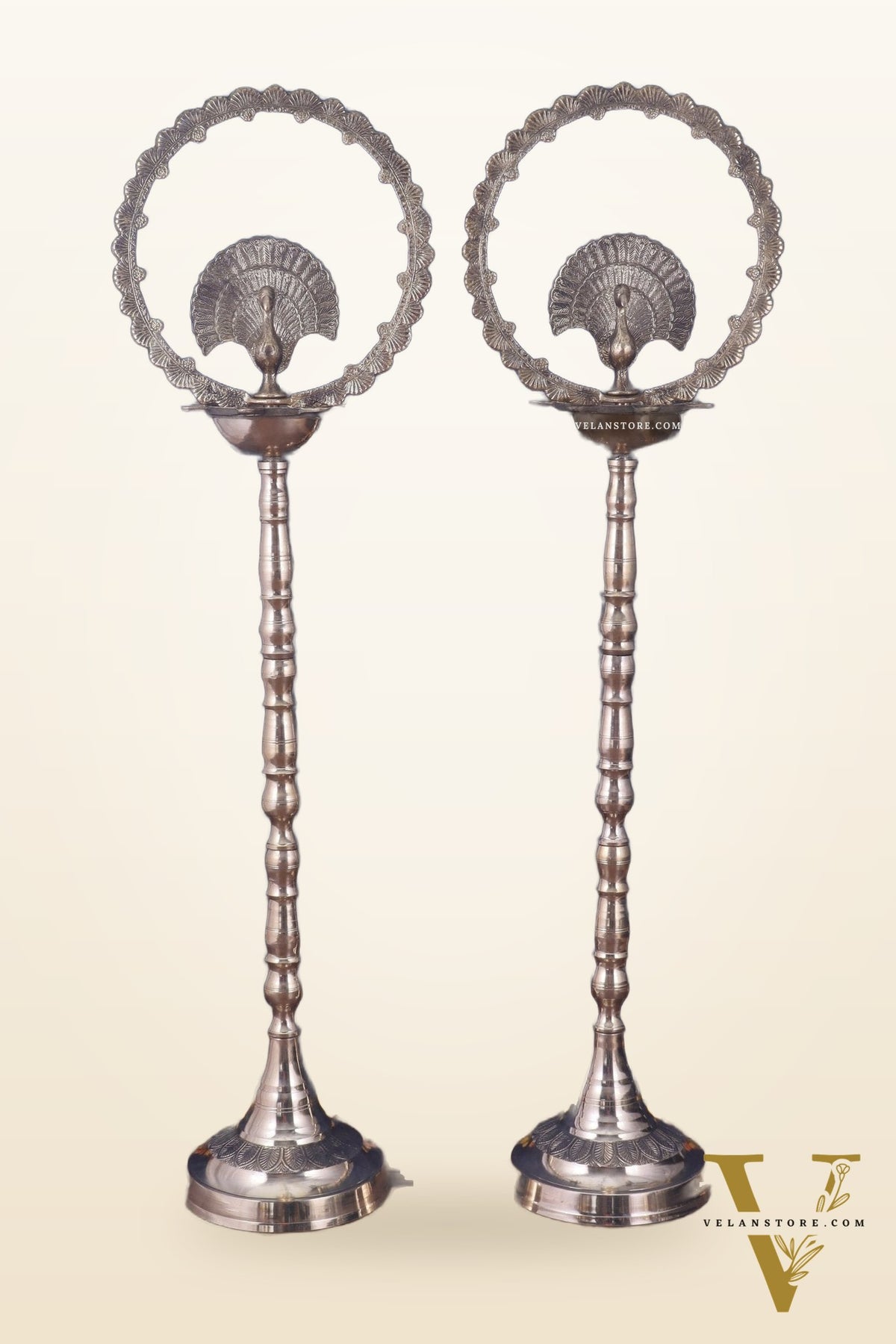 Brass Mayur Inauguration Lamp – Pair 46"