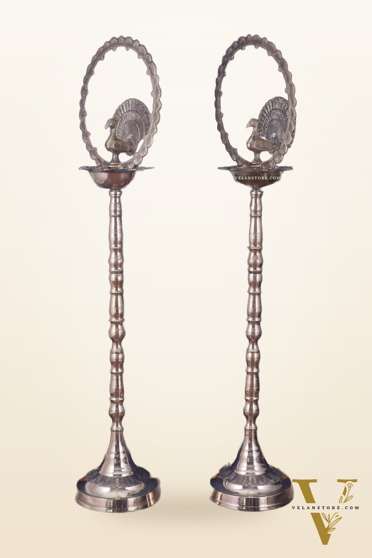 Brass Mayur Inauguration Lamp – Pair 46"