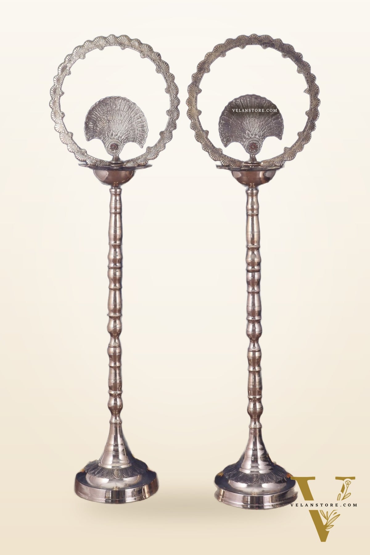 Brass Mayur Inauguration Lamp – Pair 46"