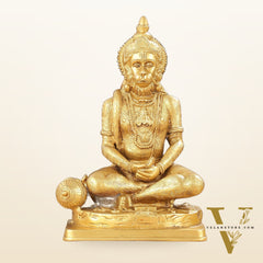 Brass Meditation Hanuman Idol 11-Inch