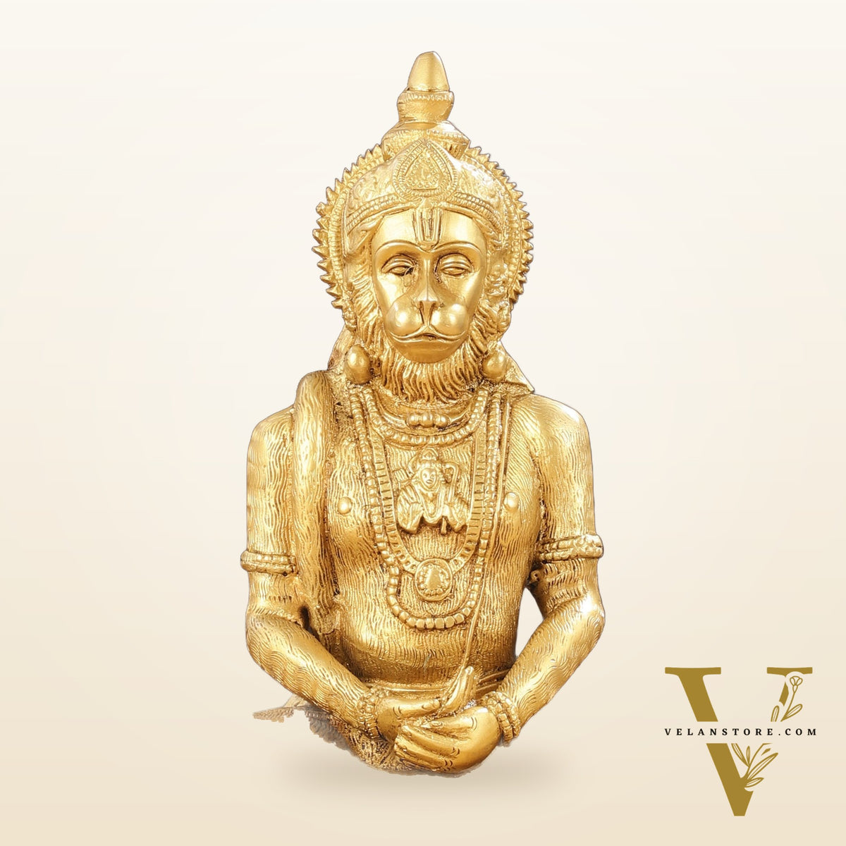 Brass Meditation Hanuman Idol 11-Inch