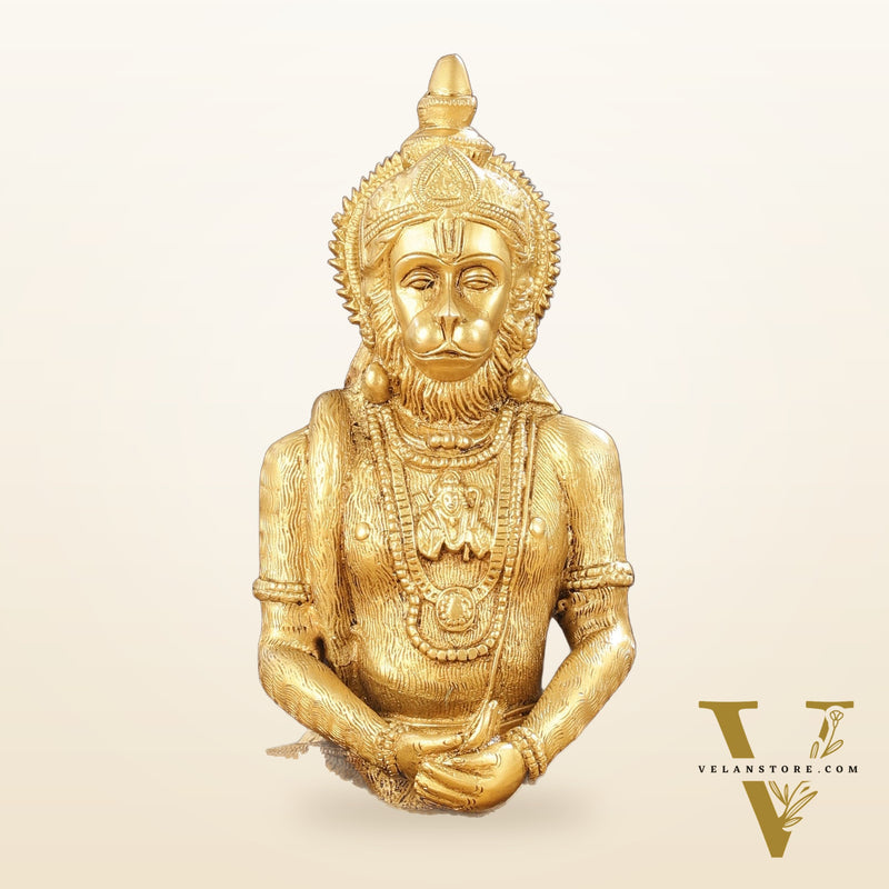 Brass Meditation Hanuman Idol 11-Inch