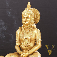 Brass Meditation Hanuman Idol 11-Inch
