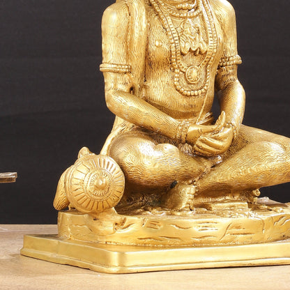 Brass Meditation Hanuman Idol 11-Inch