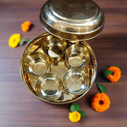 Brass Mini Pooja Box – Handcrafted Pooja Samagridaan for Daily Rituals