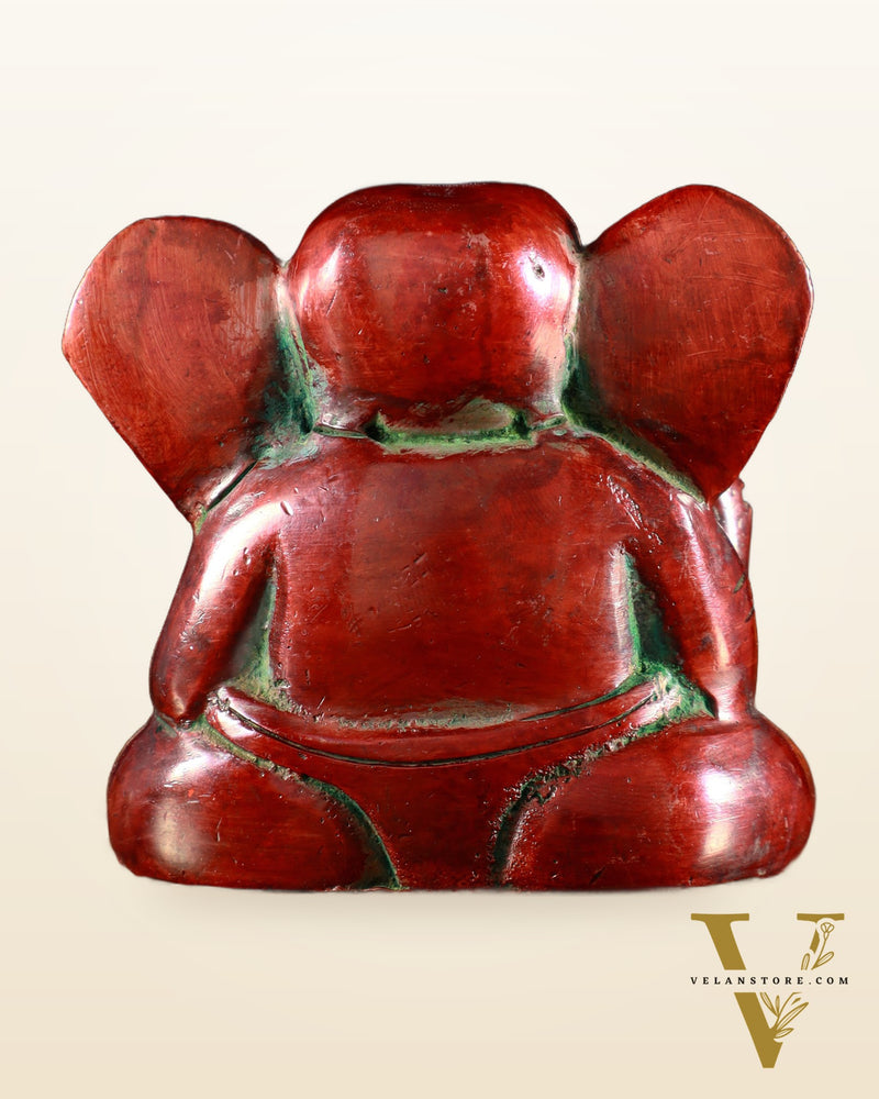Brass Miniature Appu Ganesh Idol with Big Ears 3" red tone