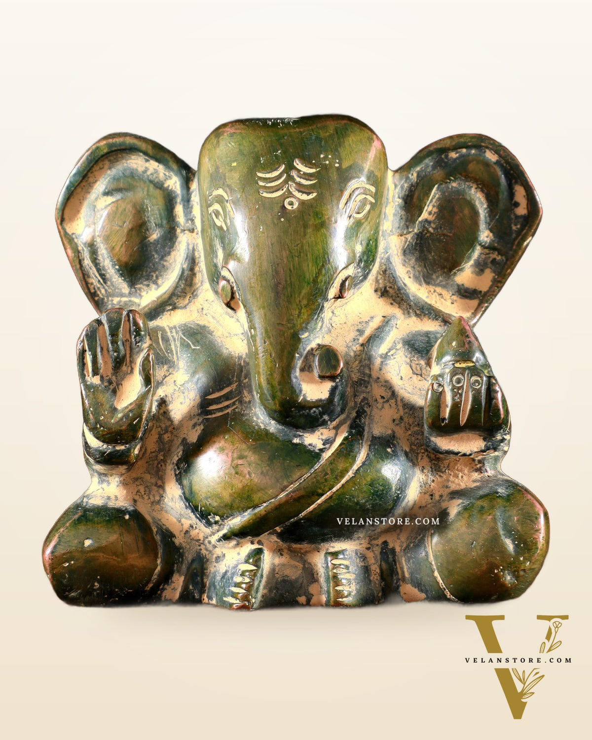 Brass Miniature Appu Ganesh Idol with Big Ears 3" Sandfinish