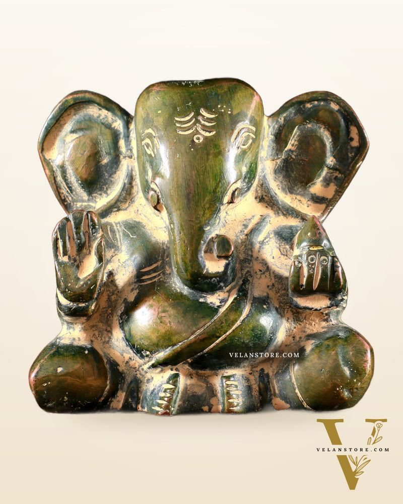 Brass Miniature Appu Ganesh Idol with Big Ears 3" Sandfinish