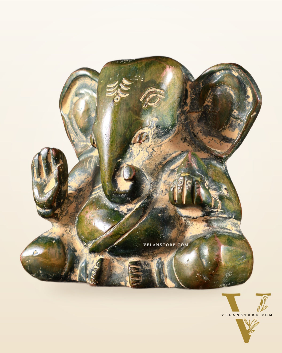 Brass Miniature Appu Ganesh Idol with Big Ears 3" Sandfinish