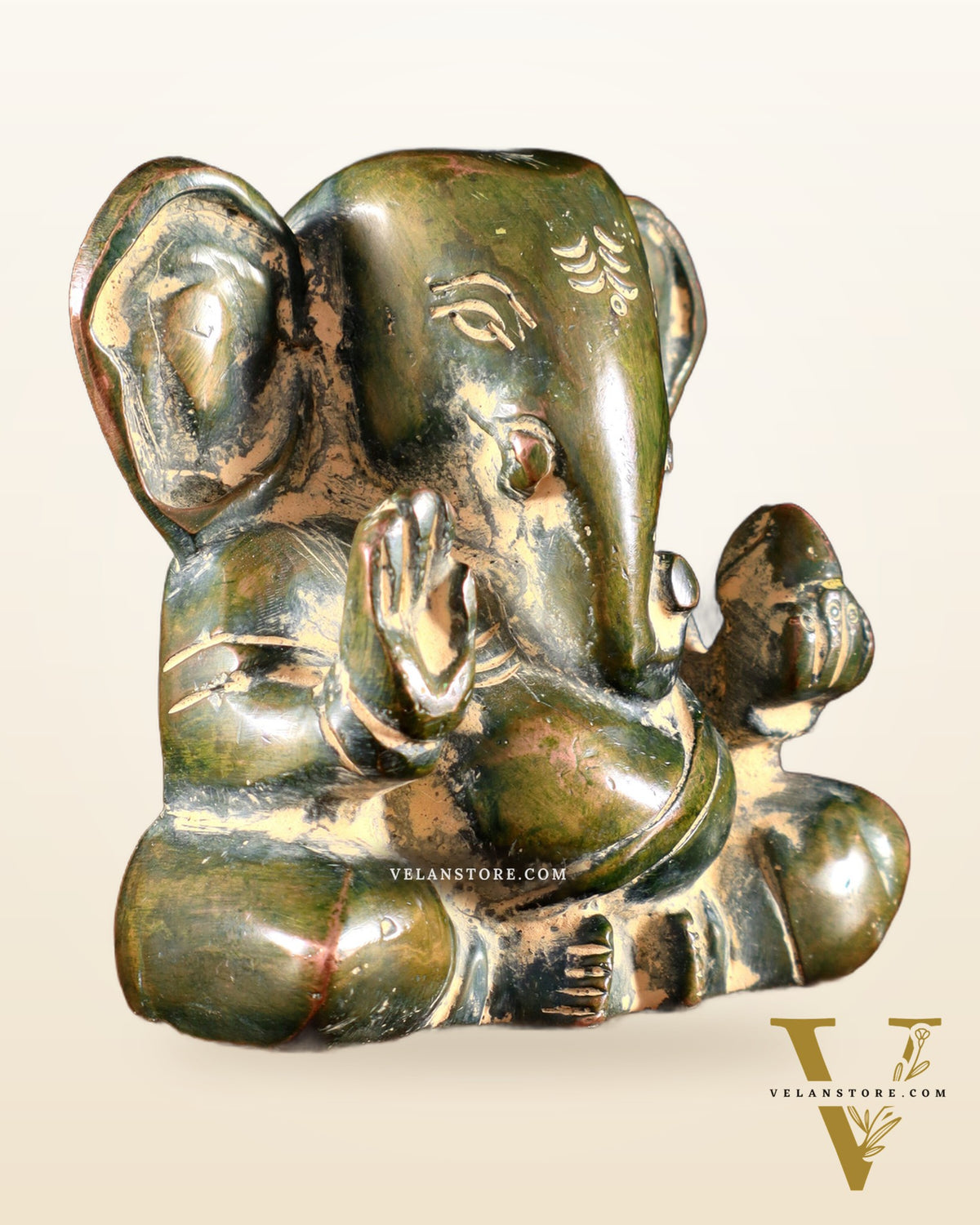 Brass Miniature Appu Ganesh Idol with Big Ears 3" Sandfinish
