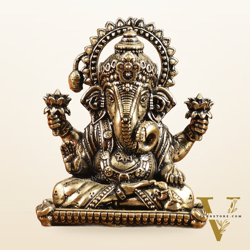 Brass Miniature Dagduseth Ganapati Idol - 2 Inch