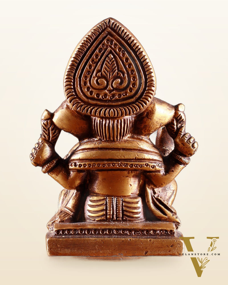 Brass Miniature Ganesha Idol 3.5" antique tone