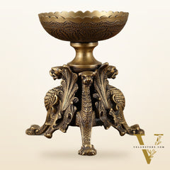 Brass Multi-Purpose Bowl with Yali Lion Stand | 8"