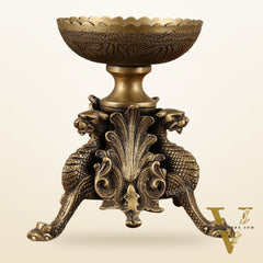 Brass Multi-Purpose Bowl with Yali Lion Stand | 8"