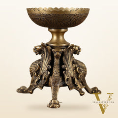 Brass Multi-Purpose Bowl with Yali Lion Stand | 8"