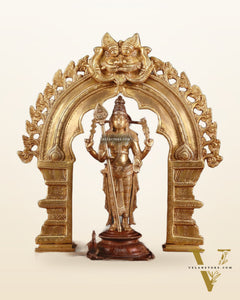Brass Murugan Swamy Statue & Prabhavali Arch Frame 17"