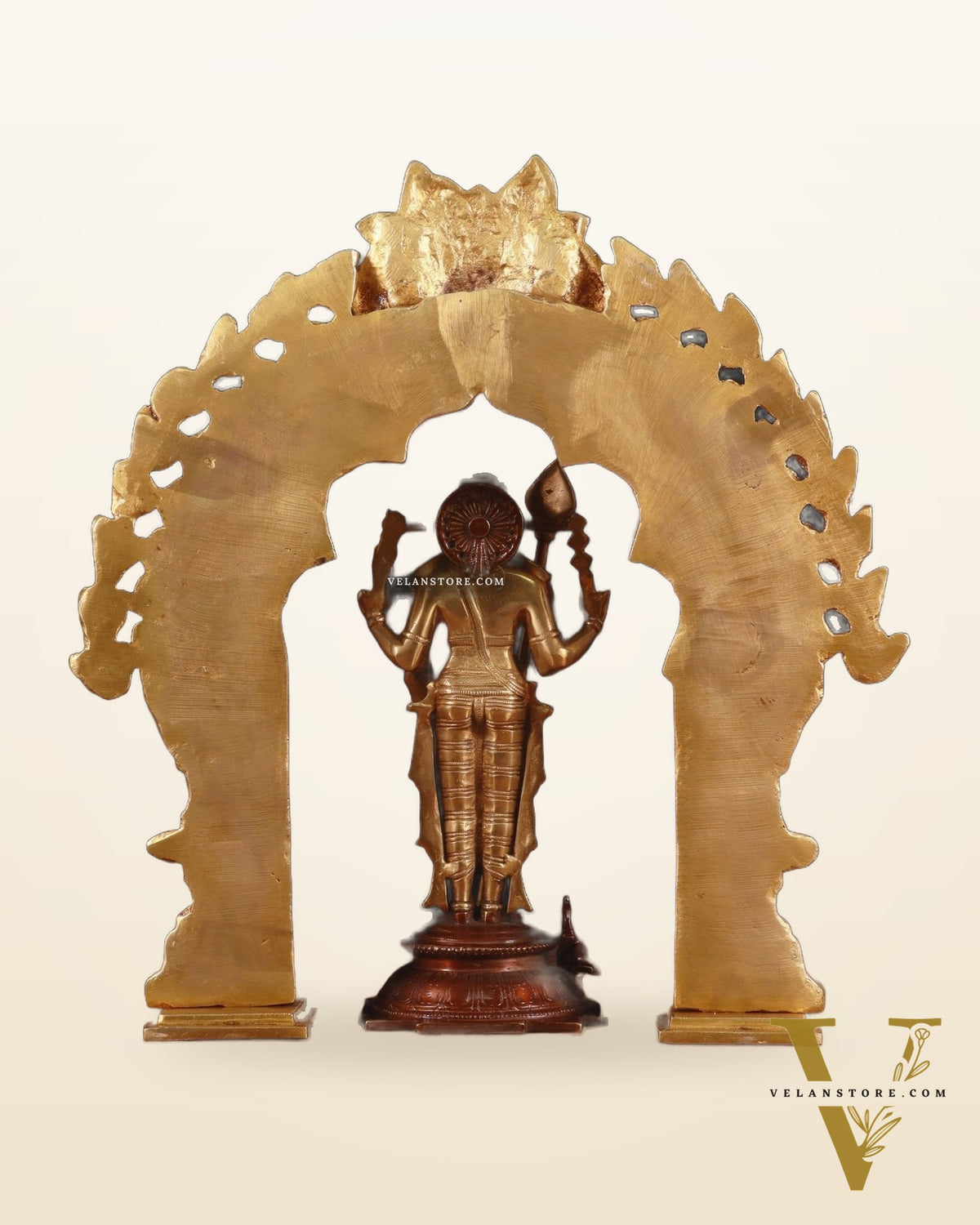 Brass Murugan Swamy Statue & Prabhavali Arch Frame 17"