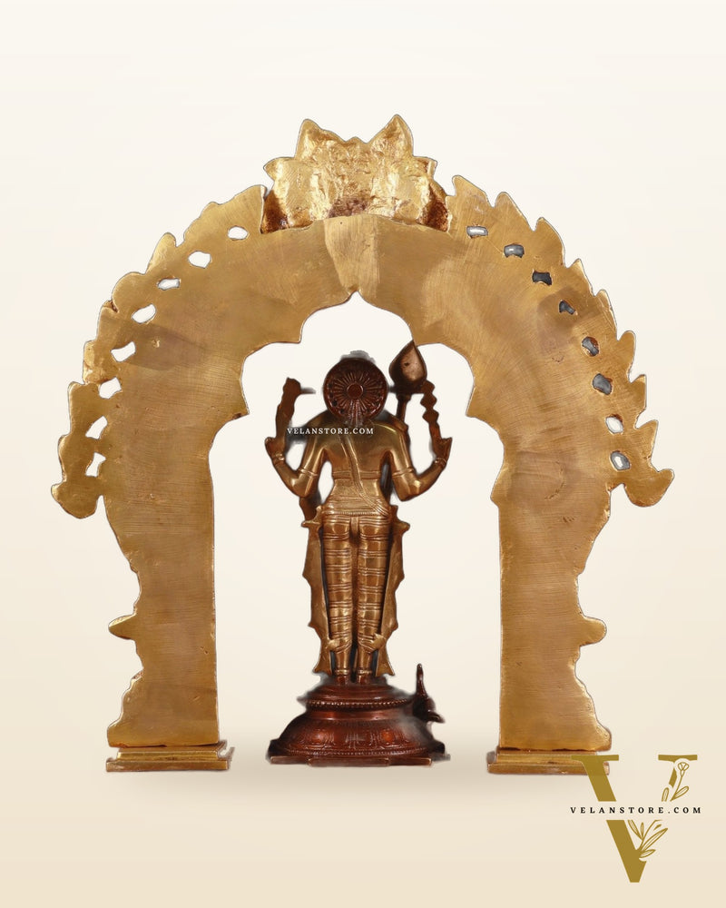 Brass Murugan Swamy Statue & Prabhavali Arch Frame 17"