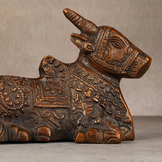 Brass Nandi Idol - 6 inch