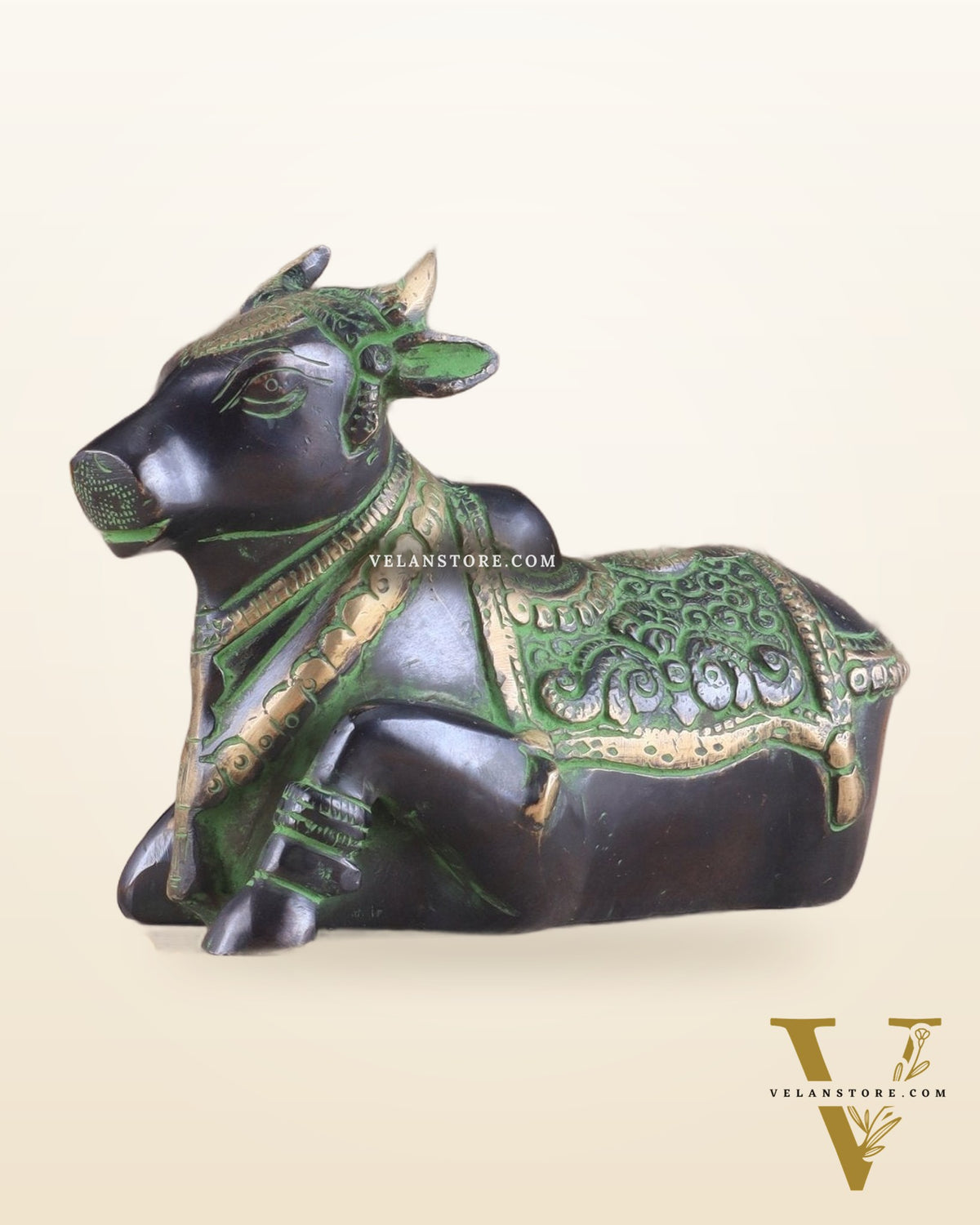 Brass Nandi Idol Black and green tone | 6"