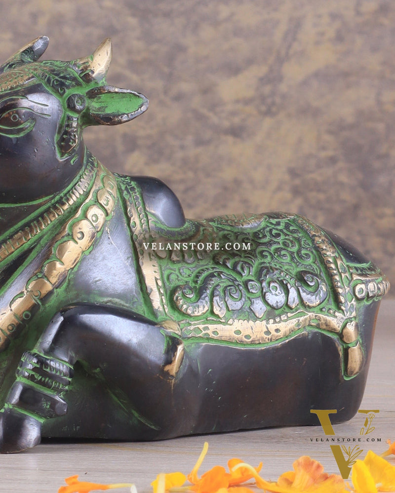 Brass Nandi Idol Black and green tone | 6"