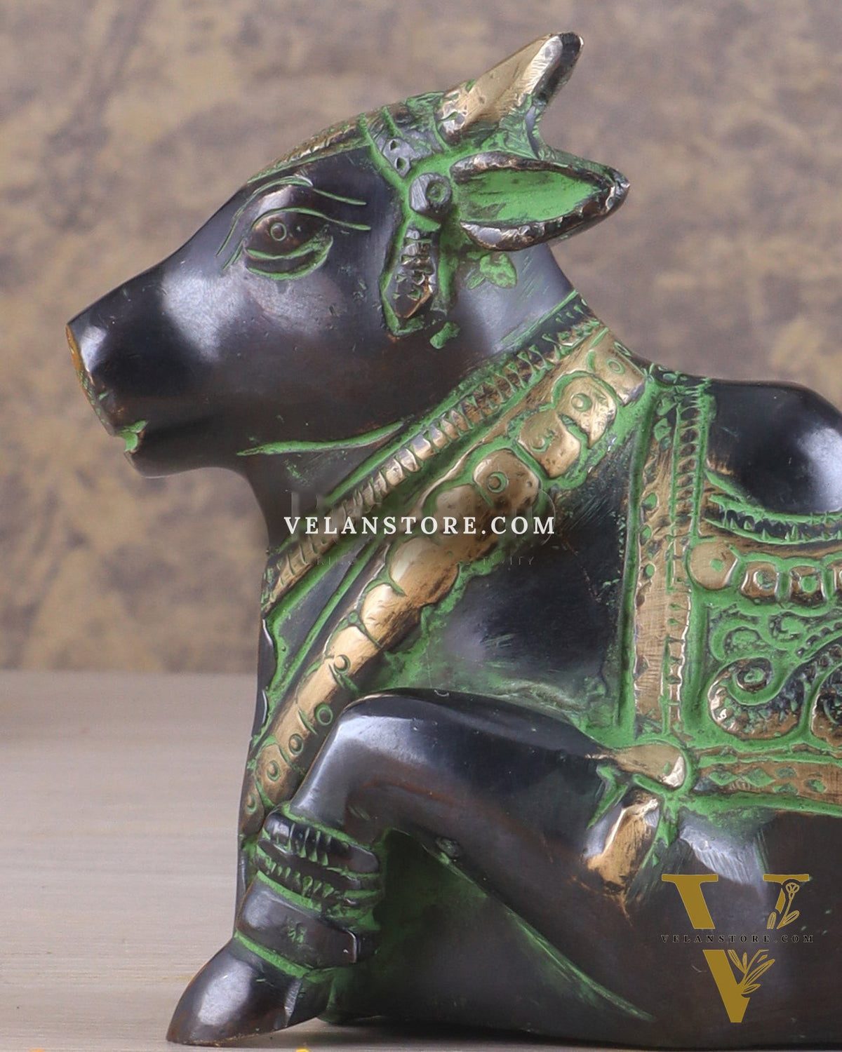 Brass Nandi Idol Black and green tone | 6"