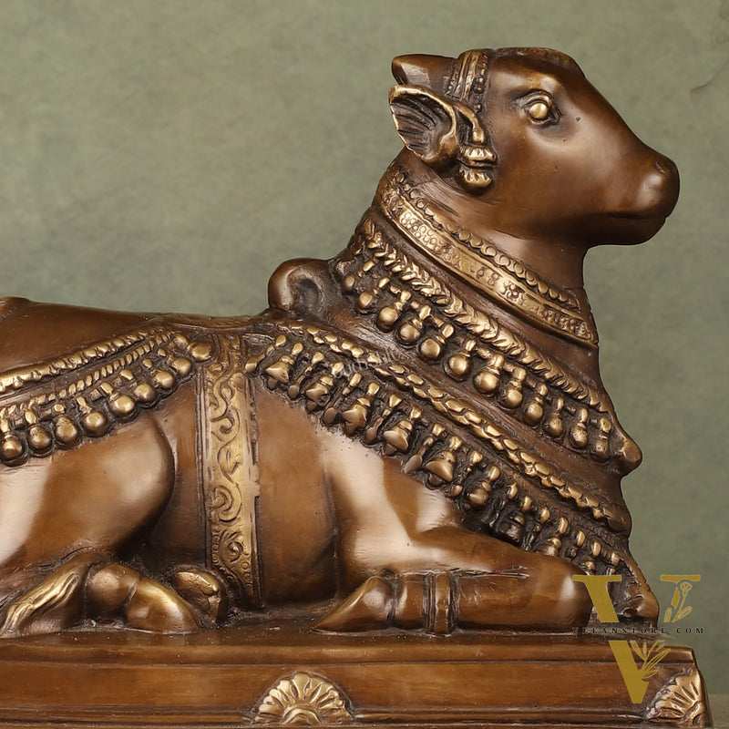 Brass Nandi Statue - 8 Inch