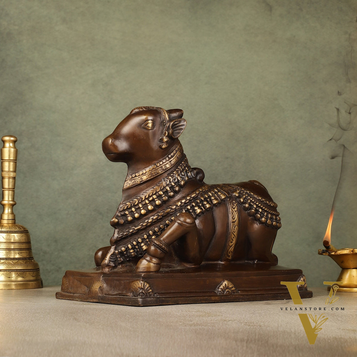 Brass Nandi Statue - 8 Inch
