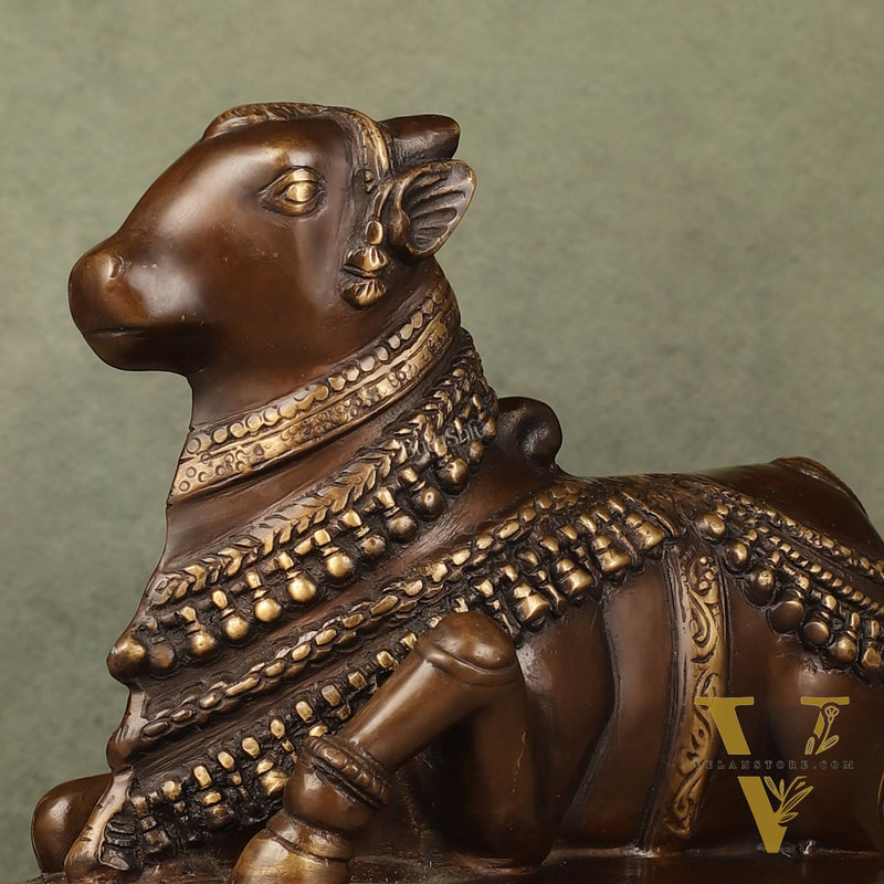 Brass Nandi Statue - 8 Inch