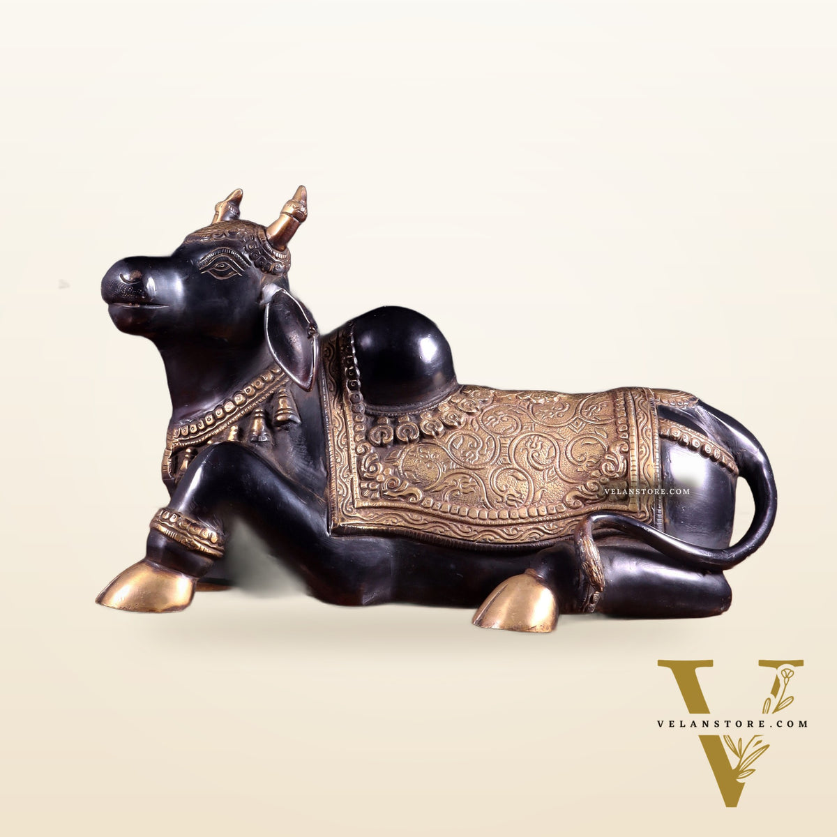 Brass Nandi Statue Black tone - 15 inch