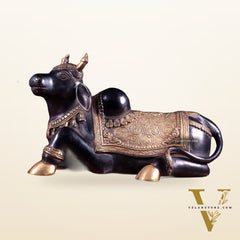 Brass Nandi Statue Black tone - 15 inch