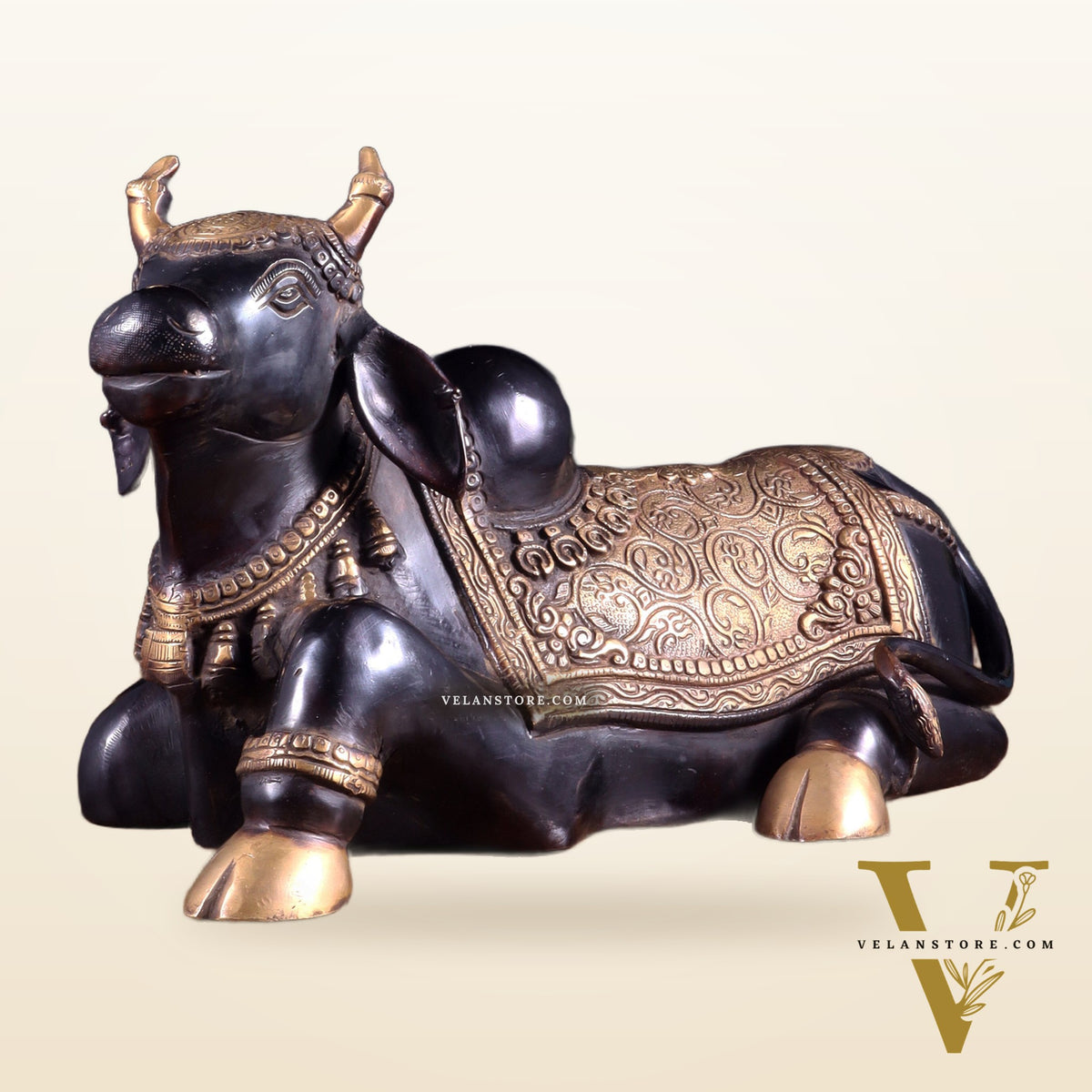 Brass Nandi Statue Black tone - 15 inch