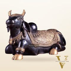 Brass Nandi Statue Black tone - 15 inch