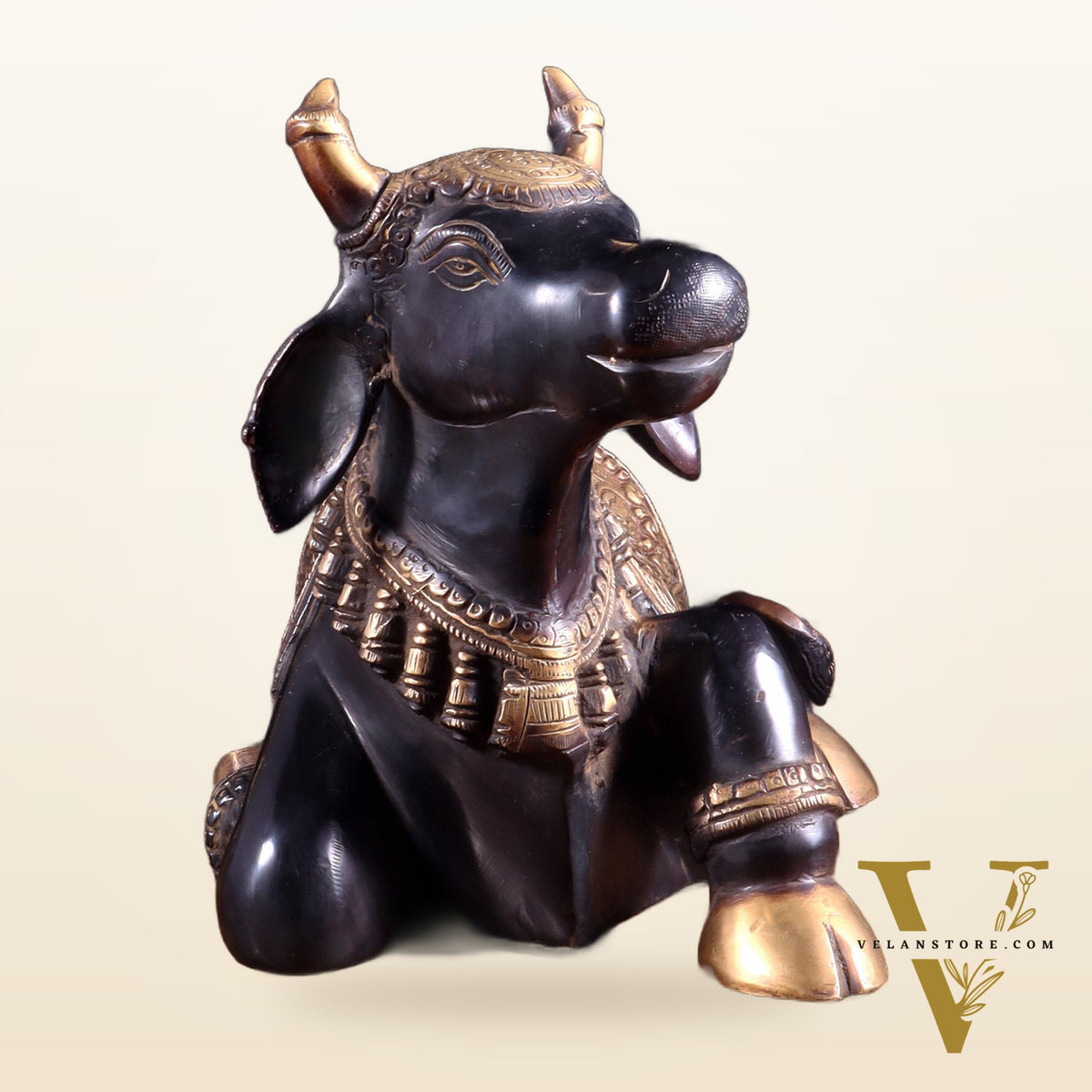 Brass Nandi Statue Black tone - 15 inch