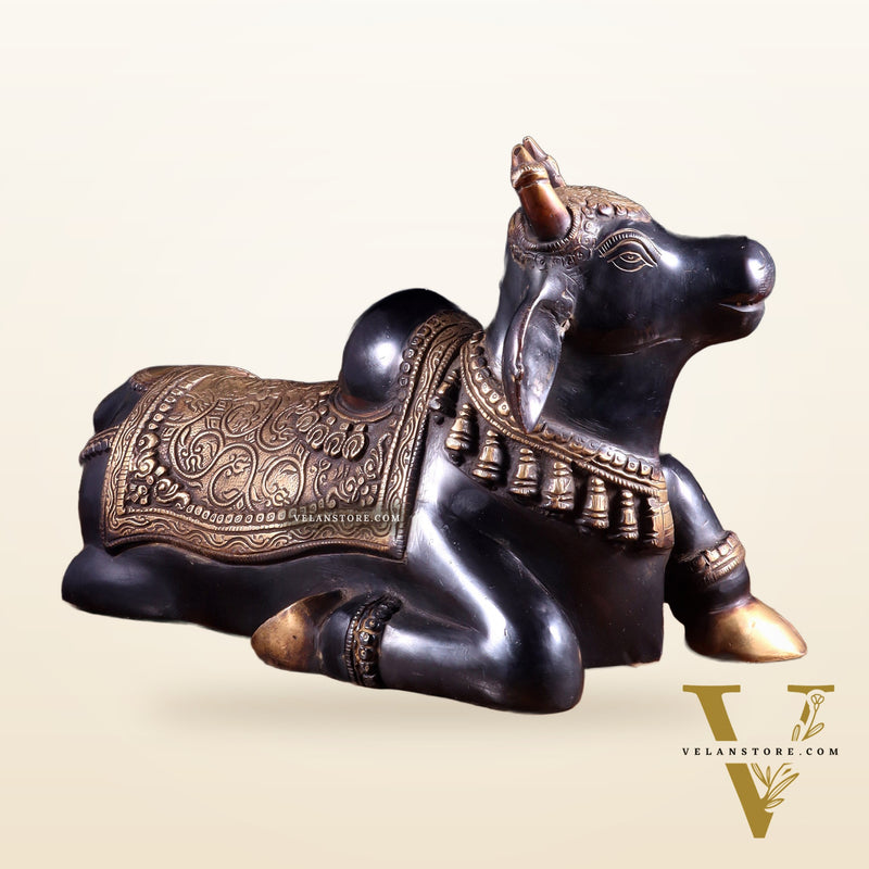 Brass Nandi Statue Black tone - 15 inch