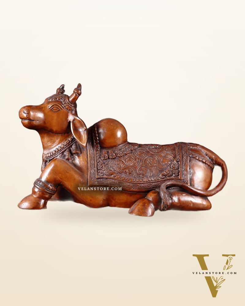 Brass Nandi Statue copper tone - 15 inch
