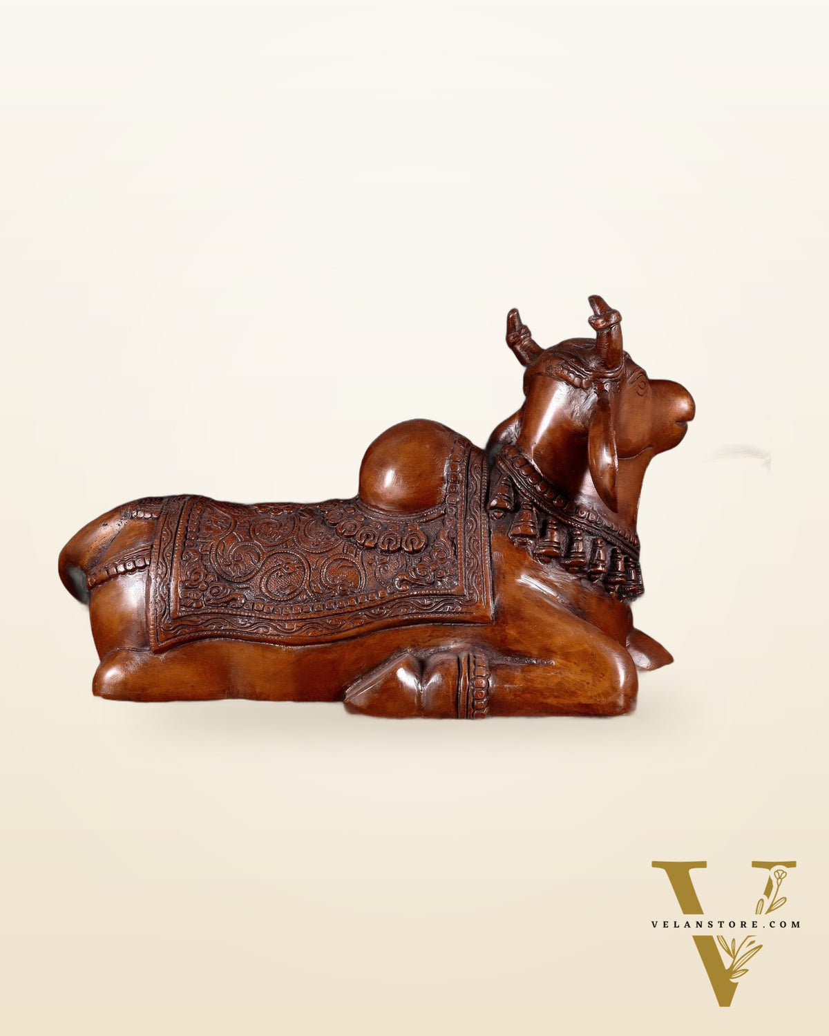 Brass Nandi Statue copper tone - 15 inch