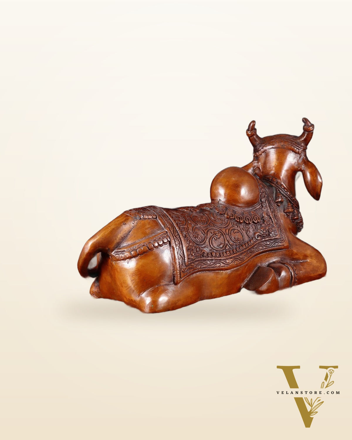 Brass Nandi Statue copper tone - 15 inch