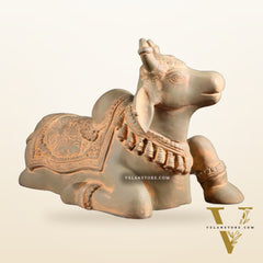 Brass Nandi Statue green sand finish - 15 inch