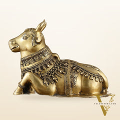 Brass Nandi Statue vintage tone - 20 inch