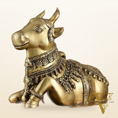Brass Nandi Statue vintage tone - 20 inch