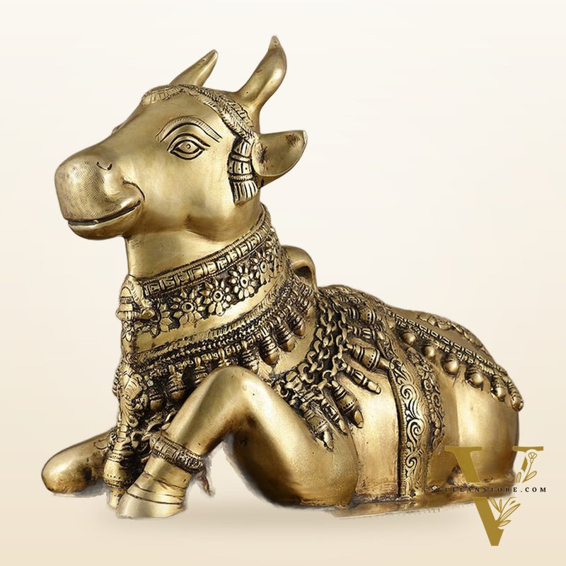 Brass Nandi Statue vintage tone - 20 inch