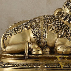 Brass Nandi Statue vintage tone - 20 inch
