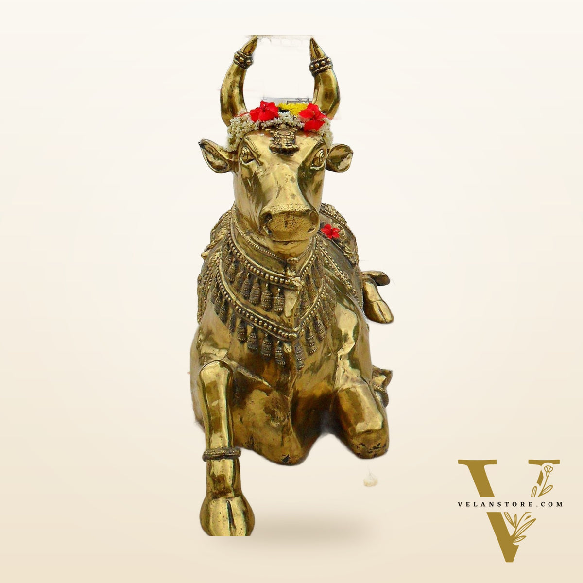 Brass Nandi Statue with Lord Shiva Carvings – Massive 44"x81"x35", 145 kg