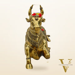 Brass Nandi Statue with Lord Shiva Carvings – Massive 44"x81"x35", 145 kg
