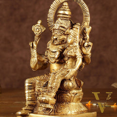 Brass Narasimha Lakshmi Idol | Height: 6 inch